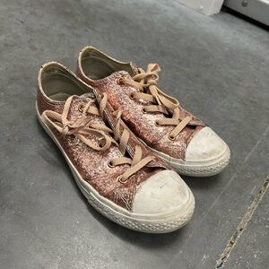 Kids Glitter Rose Gold Converse All Star Low-Top Sneakers